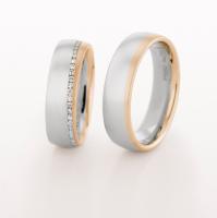 WEDDING RING SATIN FINISH ROSE AND WHITE GOLD 6MM - RING ON RIGHT