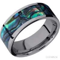 8 mm wide/Flat/Tantalum band with one 6 mm Centered inlay of Abalone