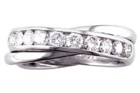 CROSSOVER DIAMOND BAND IN GOLD OR PLATINUM