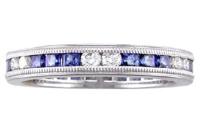 CHANNEL SET SAPPHIRE AND DIAMOND ETERNITY WEDDING RING GOLD OR PLATINUM 3MM