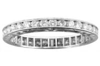 CHANNEL SET ENGRAVED DIAMOND ETERNITY BAND GOLD OR PLATINUM 23MM
