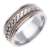 14KT WEDDING RING WHITE GOLD BRAID WITH YELLOW TWISTS 85MM