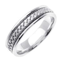 14KT WEDDING RING WHITE GOLD WITH BRAID 5MM