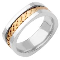 14KT SOFT SQUARE WEDDING RING TWO COLORS OF GOLD 75MM