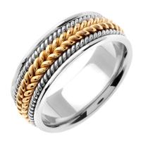 14KT WEDDING RING WITH TURKS HEAD BRAID DESIGN TWO COLORS OF GOLD 8MM