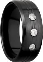 Zirconium 8mm beveled band with 3, 05ct bezel-set diamonds