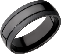 Zirconium 8mm domed band with 2, 5mm grooves