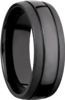 Zirconium 8mm domed band with 2, 5mm grooves