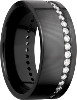 Zirconium 9mm flat band with off-centered bead-set eternity 02ct diamonds