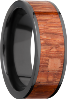 Zirconium 8mm flat band with an inlay of Leopard wood