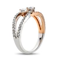 TWO TONE TWO DIAMOND HEARTS ENGAGEMENT RING