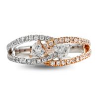 TWO TONE TWO DIAMOND HEARTS ENGAGEMENT RING