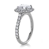 MICROPAVE ENGAGEMENT RING WITH ROUND CENTER & CUSHION HALO