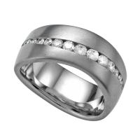 WEDDING RING WITH CHANNEL SET GRADUATED DIAMONDS AND SATIN FINISH 75MM