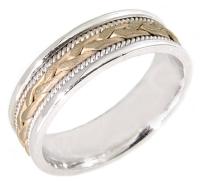 14KT WEDDING RING WHITE WITH YELLOW BRAID IN CENTER 6MM