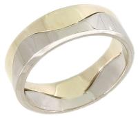 14 KT TWO TONE WEDDING RING WITH BRIGHT FINISH 8MM