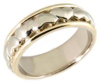 14KT TWO TONE WEDDING RING WITH HEART DESIGN