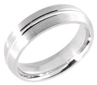 14KT WEDDING RING SATIN FINISH WITH BRIGHT POLISHED CENTER 6MM