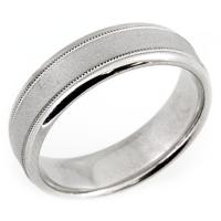 14 KT WEDDING RING WITH MATTE CENTER AND BRIGHT EDGES 6MM